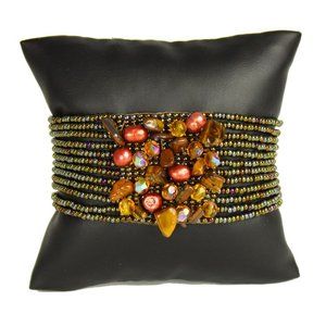 Czech Glass Bead CLUSTER Bracelet BRONZE COPPER